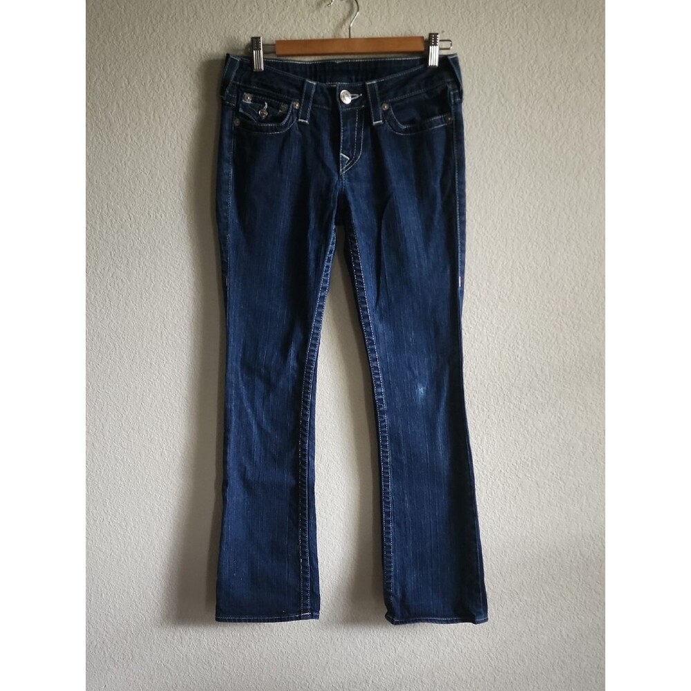 True Religion Women's Becky Low Rise Flare Dark Wash Jeans Size 27